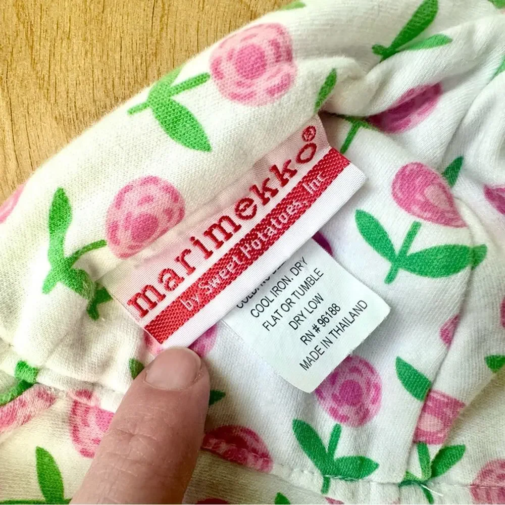 Marimekko Baby Reversible Floral Sun Bonnet Hat | Tie Chin | Pink